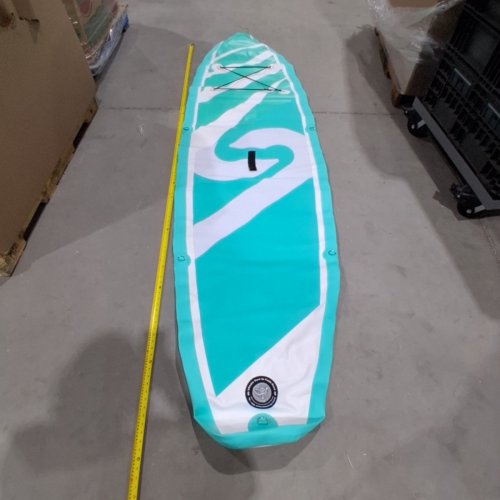 NAIPO STAND UP INFLATABLE PADDLE BOARD & ACCESSORIES - 370LBS MAX - 120" X 32" X 6" - TURQUOISE BLUE / WHITE (MODEL: SUP-SR305G) image 3