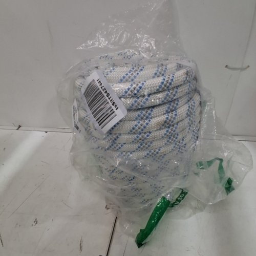 BRAIDED RIGGING ROPE 5/8" 11000 LBS POLYESTER ARBORIST ROPE - 150FT - WHITE/GREY/BLUE image 2