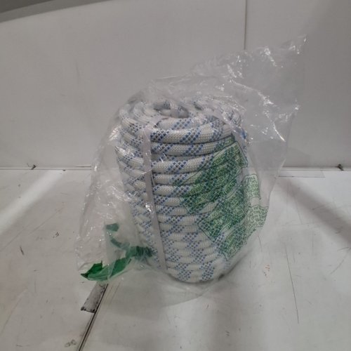 BRAIDED RIGGING ROPE 5/8" 11000 LBS POLYESTER ARBORIST ROPE - 150FT - WHITE/GREY/BLUE image 4