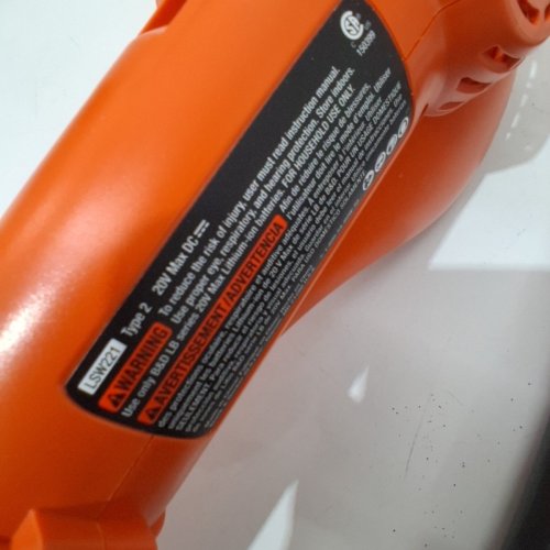 *TOOL ONLY* BLACK + DECKER LITHIUM CORDLESS BLOWER WITH BATTERY - 20V - ORANGE/BLACK (MODEL: LSW221) image 3