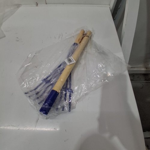 9-TINE WOODEN YARD RAKE - 28" - BLUE/BROWN image 2