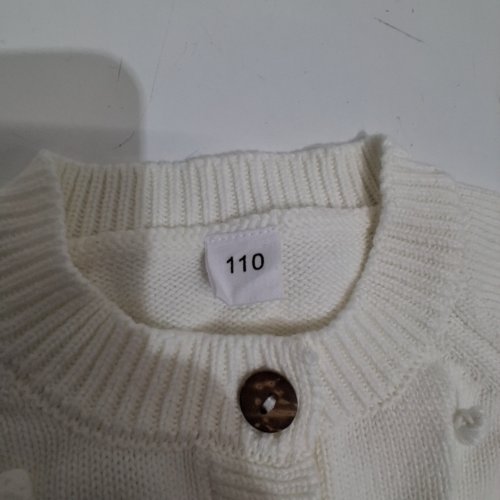 UNISEX TODDLER KNITTED BUTTON UP CARDIGAN - 4-5T - WHITE image 2