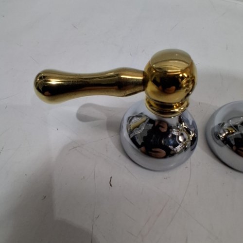 3PK AMERICAN STANDARD AMARILIS JASMINE SINK HANDLE SET - POLISHED BRASS/SILVER (MODEL: 00004443.099) image 2