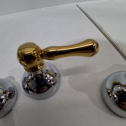 3PK AMERICAN STANDARD AMARILIS JASMINE SINK HANDLE SET - POLISHED BRASS/SILVER (MODEL: 00004443.099) image 3