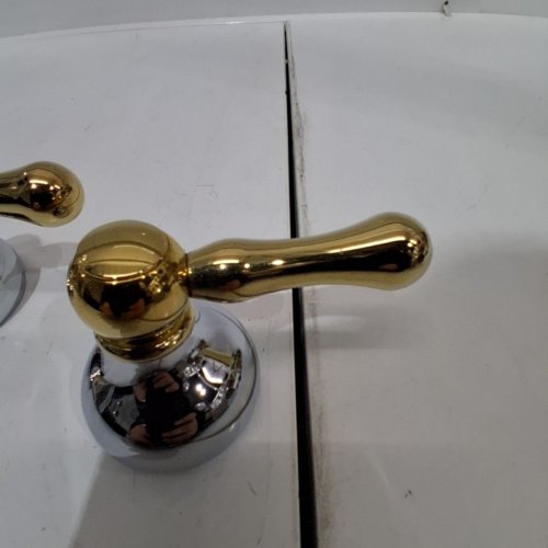 3PK AMERICAN STANDARD AMARILIS JASMINE SINK HANDLE SET - POLISHED BRASS/SILVER (MODEL: 00004443.099) image 4