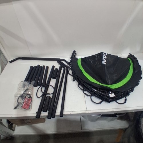 BCAN FOLDABLE MINI FITNESS TRAMPOLINE WITH BUNGEES AND ADJUSTABLE FOAM HANDLE - 48" - 550LB MAX - GREEN/BLACK (MODEL: ‎TX-B6232C-40+C) image 2