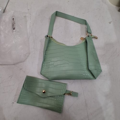 2PC WOMAN'S FASHION CASUAL SHOULDER BAG WITH WALLET - LIGHT GREEN image 2