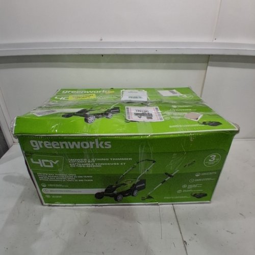 2PC GREEN WORKS LAWN MOWER & STRING TRIMMER WITH BATTERY AND CHARGER - 40V 14" MOWER 12" STRING TRIMMER - GREEN image 7