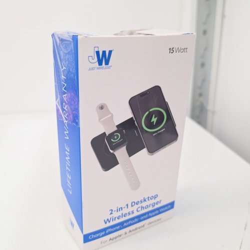 JUST WIRELESS 2-IN-1 WIRELESS CHARGER FOR IPHONE, ANDROID, AND APPLE WATCH - 15W - BLACK (MODEL: 04102) image 6