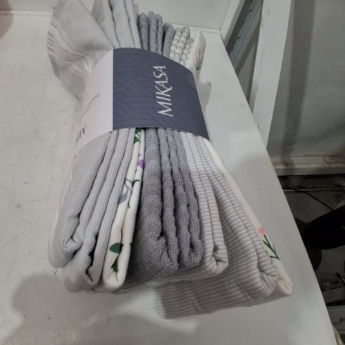 8PK MIKASA KITCHEN TOWELS - 17" X 28" - GREY/WHITE (MODEL: 3400550) image 3