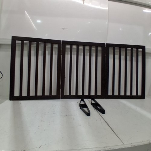 MINO KESPER 3-PANEL WIDE PANEL BAMBOO FREESTANDING DOG GATE - 18"-55" X 24" - DARK BROWN image 2