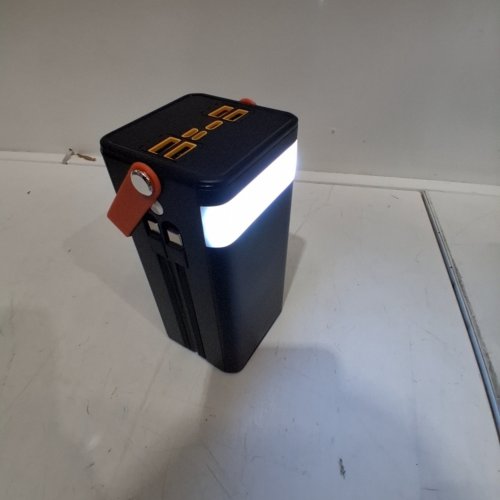 PORTABLE POWER BANK WITH BUILT IN CABLES AND LIGHT - BLACK/ORANGE (MODEL: P100S) image 2