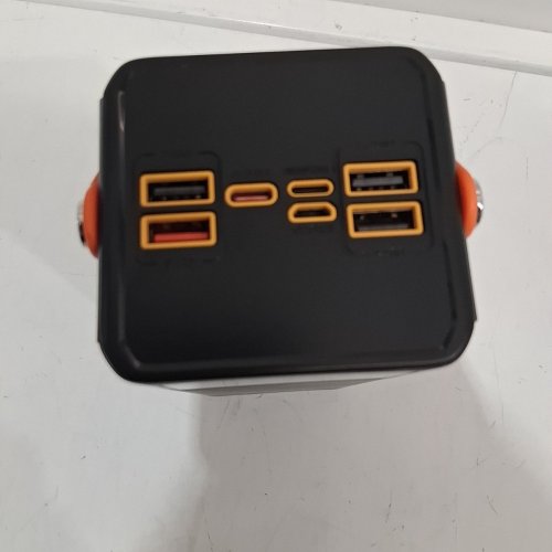 PORTABLE POWER BANK WITH BUILT IN CABLES AND LIGHT - BLACK/ORANGE (MODEL: P100S) image 5