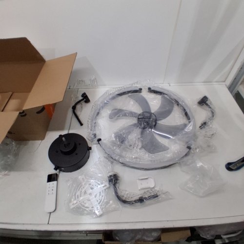 MODERN LED CEILING FAN FIXTURE WITH REMOTE - APPROX. 15.7" - BLACK image 2