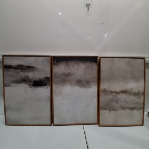 3PK ABSTRACT FRAMED WALL ART - 16" X 24" - GREY/BROWN/BLACK image 2
