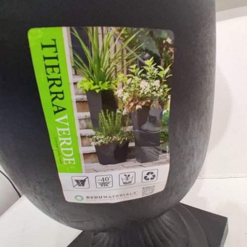 TIERRA VERDE 100% RECYCLED MATERIAL CRESCENDO URN PLANTER - 19" X 23" - SLATE image 4