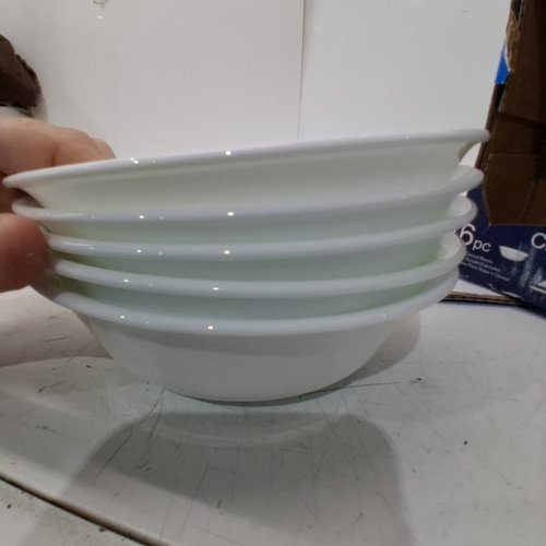 5PK CORELLE WINTER FROST GLASS CEREAL SOUP BOWLS - 18OZ - WHITE image 4