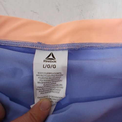 REEBOK SWIM BOTTOMS - LARGE - BLUE WITH ORANGE WAISTBAND image 2
