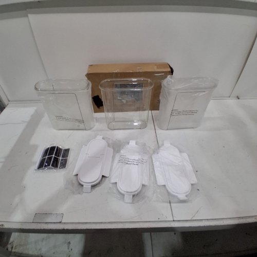 3PK PLASTIC STACKABLE AIRTIGHT FOOD CONTAINERS WITH LABELS - 4L EACH - CLEAR/WHITE image 2