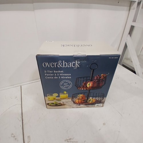 OVER&BACK 2-TIER WIRE METAL FRUIT BASKET - BLACK/ACACIA WOOD (MODEL : 1986459) image 3