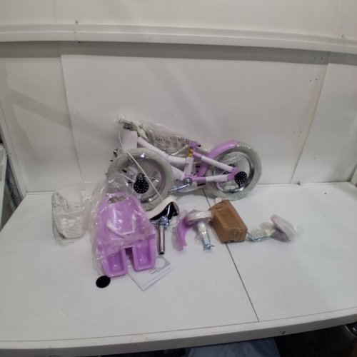 COSTWAY KIDS BICYCLE WITH REMOVABLE TRAINING WHEELS, BASKET, DOLL SEAT AND STREAMERS - 12" - PURPLE (MODEL: TS10239ZS-12) image 3