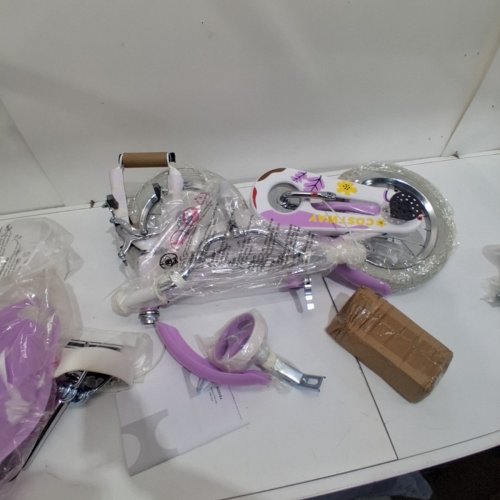 COSTWAY KIDS BICYCLE WITH REMOVABLE TRAINING WHEELS, BASKET, DOLL SEAT AND STREAMERS - 12" - PURPLE (MODEL: TS10239ZS-12) image 6