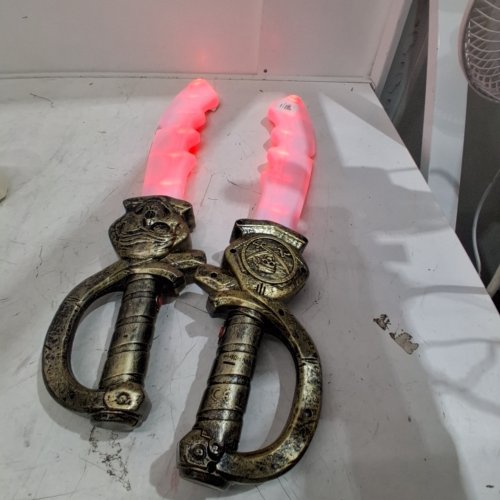 2PC GLOWING PIRATE TOY SWORDS - RED AND BRONZE-TONE image 2
