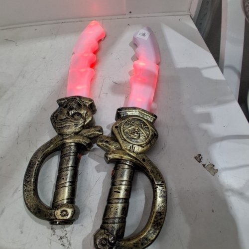 2PC GLOWING PIRATE TOY SWORDS - RED AND BRONZE-TONE image 3