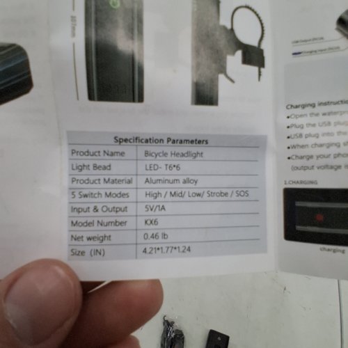 2PC BIKE LIGHT BICYCLE HEADLIGHT FLASHLIGHT - USB RECHARGEABLE - BLACK (MODEL: KX6) image 3