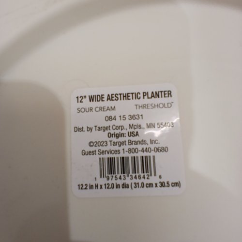THRESHHOLD WIDE AESTHETIC PLANTER WITH DRAIN HOLE- 12" - WHITE image 4