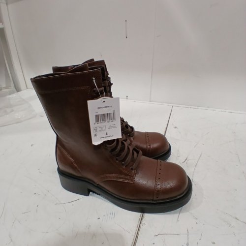 WOMENS NO BOUNDARIES COMBAT BOOTS - 8 - BROWN image 3