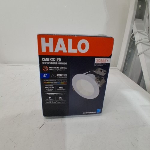 HALO ADJUSTABLE CANLESS RECESSED LED DOWNLIGHT - 75W - 4"- WHITE (MODEL:RL4LS9FSD2W1EWHDM) image 3