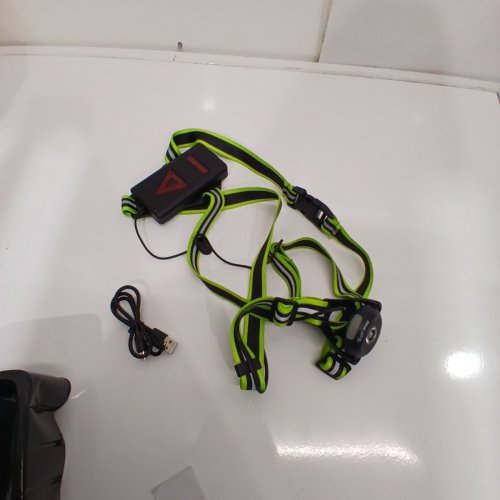 OUTDOOR SPORTS CHEST MOUNTED LED LIGHT LAMP WITH REAR LIGHT AND 2 MODES - 2200 MAH BATTERY - GREEN BAND WITH BLACK AND REFLECTIVE image 3