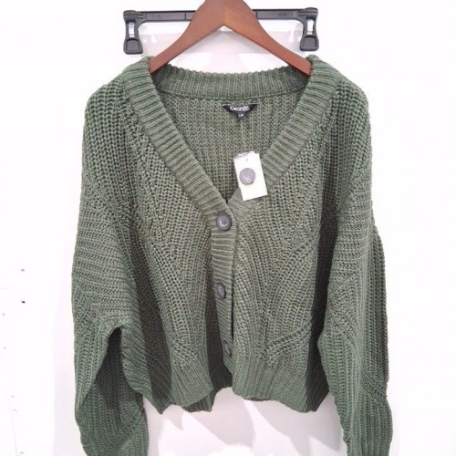 WOMEN'S GEORGE BOXY CARDIGAN - LARGE - GREEN (STYLE: GRS62031LD) image 2
