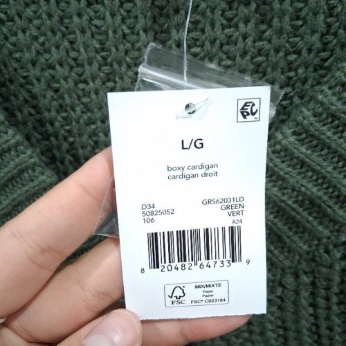 WOMEN'S GEORGE BOXY CARDIGAN - LARGE - GREEN (STYLE: GRS62031LD) image 3