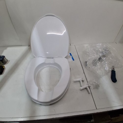 AQUASENSE RAISED TOILET SEAT WITH LID, WHITE, 4" image 2