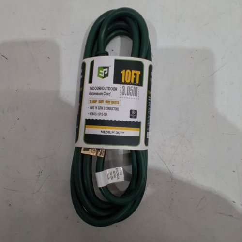MEDIUM DUTY ELECTRICAL EXTENSION CORD WITH GROUNDED PLUG - 10FT - GREEN image 4
