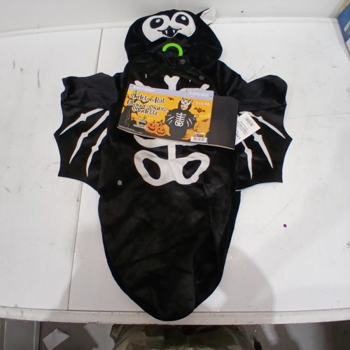 BABY PALAMON SKELETON BAT ONESIE - 0-6 MONTHS - BLACK/WHITE image 2