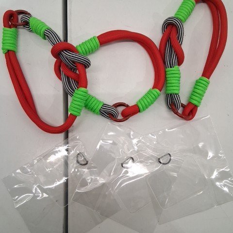 3PK HANDMADE COLORED PARACORD WRIST PHONE STRAP - RED/GREEN/BLACK image 2