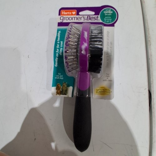 HARTZ GROOMERS BEST - 2 IN 1 COMBO SMALL BRUSH FOR PETS - BLACK / PURPLE image 2