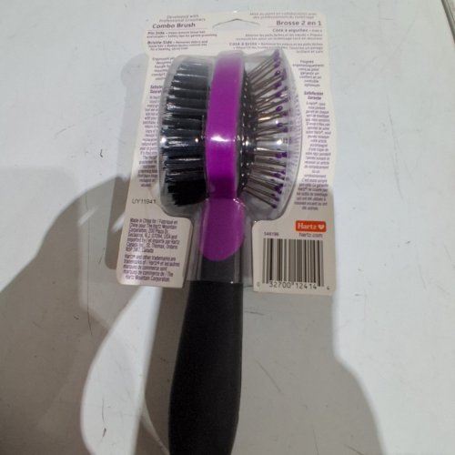 HARTZ GROOMERS BEST - 2 IN 1 COMBO SMALL BRUSH FOR PETS - BLACK / PURPLE image 3