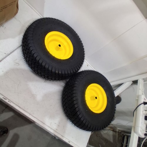 2PK GICOOL TUBELESS TIRE AND WHEEL ASSEMBLIES - 20 X 8.00-8, 3.5" OFFSET HUB - YELLOW (STYLE: TURF-S) image 3
