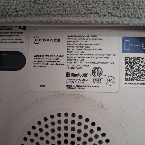 ECOVACS WINBOT W2 PRO OMNI PORTABLE WINDOW CLEANING ROBOT WITH THREE-NOZZLE WIDE-ANGLE SPRAY TECHNOLOGY - WIN SLAM 4.0 PATH PLANNING, DEEP EDGE CLEANING & 5500PA SUCTION POWER - WHITE (MODEL: WG851-11) image 6
