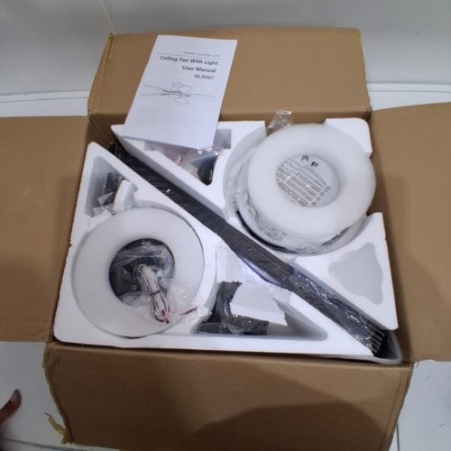 OHNIYOU CEILING FAN WITH LIGHT WITH REMOTE & APP CONTROL - 38" - 3000K-6000K - BROWNISH GREY - (MODEL: GLX-047) image 2