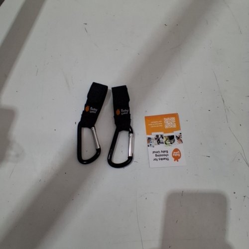 2PC BABY UMA STROLLER HOOKS FOR HANGING BAGS - CARRY 5 KG PER CLIP - BLACK image 2