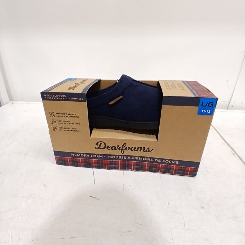 MEN'S DEARFOAMS MEMORY FOAM SLIPPERS - LARGE (11/12) - NAVY BLUE (STYLE: 1899650) image 2