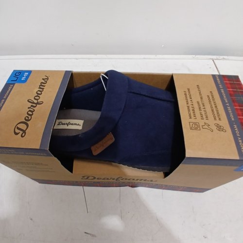 MEN'S DEARFOAMS MEMORY FOAM SLIPPERS - LARGE (11/12) - NAVY BLUE (STYLE: 1899650) image 3
