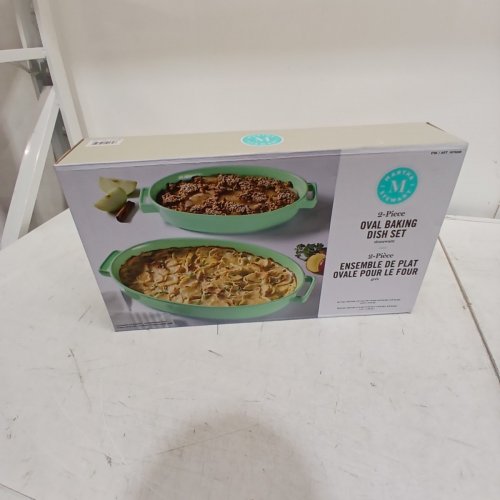 2PC MARTHA STEWART OVAL STONEWARE BAKING DISH SET - 16.4" - 13" - TEAL image 4