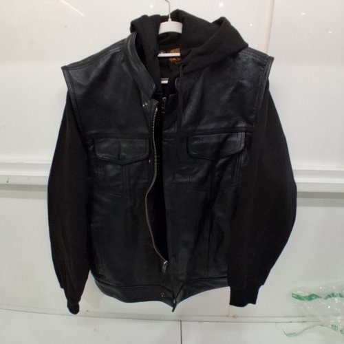 MENS MILWAUKEE LEATHER CLUB STYLE '2 IN 1' ZIPPER VEST WITH FULL SLEEVE HOODIE AND QUICK DRAW POCKET - EXTRA-LARGE - BLACK (STYLE: LKM3714) image 2