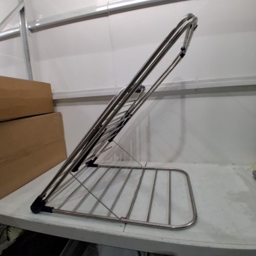 SONGMICS FOLDABLE 2-LEVEL CLOTHES DRYING RACK- ADJUSTABLE HEIGHT - SILVER image 4